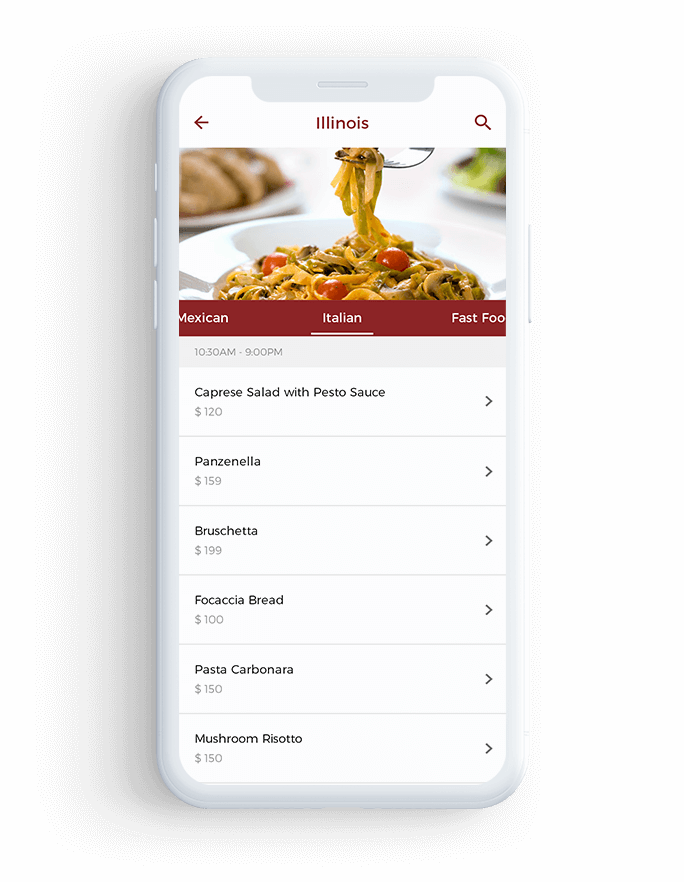 Customize Food Menu