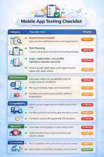 mobile app testing checklist