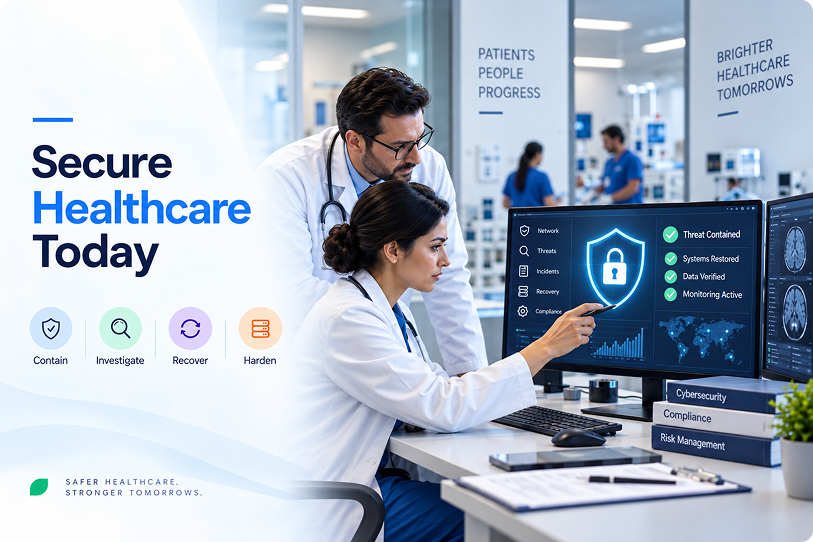 Healthcare security team containing ransomware and restoring clinical operations