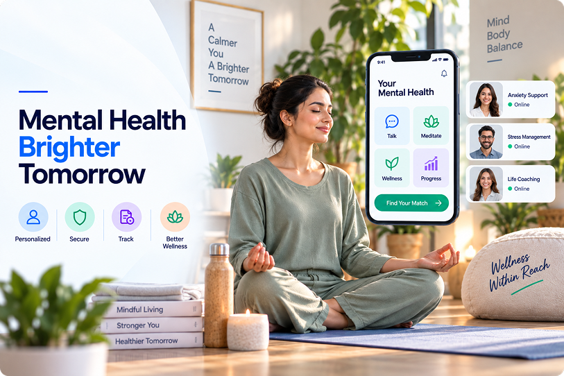 Wellness counselors delivering secure telehealth sessions through a meditation app
