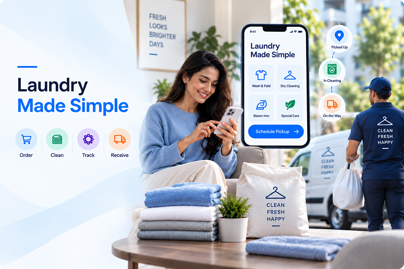 On-demand laundry operations connecting booking, dispatch, and delivery