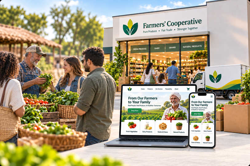 Farmer cooperative marketplace connecting producers with local customers