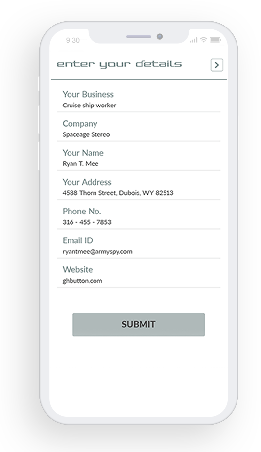 Business Card Creator feature Business Card Creator feature